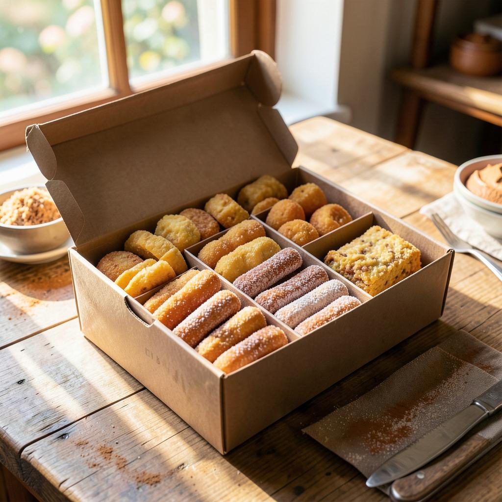 Caixa para festa com salgados e mini churros